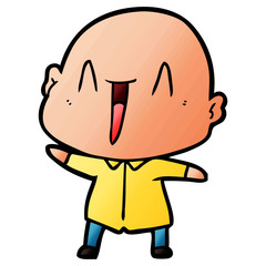 happy cartoon bald man