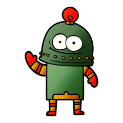 happy carton robot with light bulb