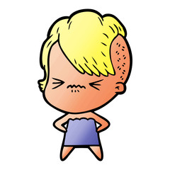 Obraz premium cartoon annoyed hipster girl