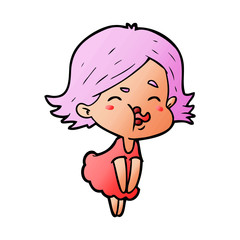 cartoon girl pulling face