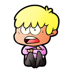 worried cartoon boy