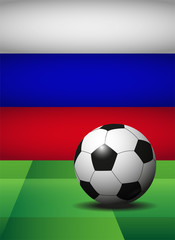 Fototapeta premium soccer ball on field with russian flag