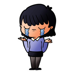 cartoon woman crying