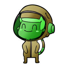 happy cartoon astronaut man