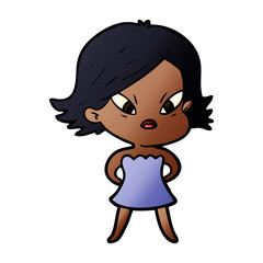 cartoon stressed woman