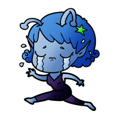 cartoon crying alien girl