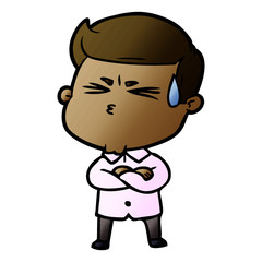 cartoon man sweating