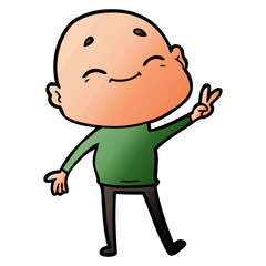 happy cartoon bald man