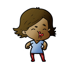 cartoon girl pulling face