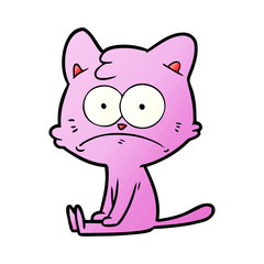 cartoon nervous cat