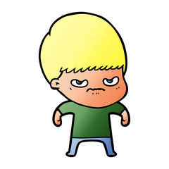 annoyed cartoon boy