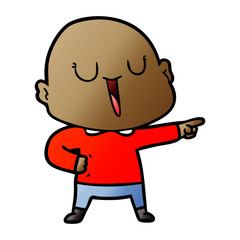 happy cartoon bald man