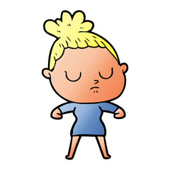 cartoon calm woman