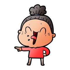 cartoon happy old woman