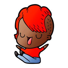 cute cartoon girl with hipster haircut