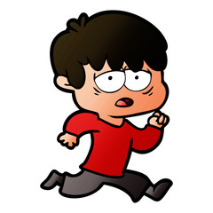 cartoon exhausted boy