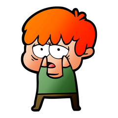 cartoon exhausted boy