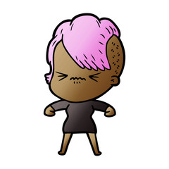 cartoon annoyed hipster girl