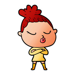 cartoon calm woman