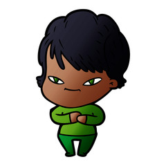 cartoon happy woman