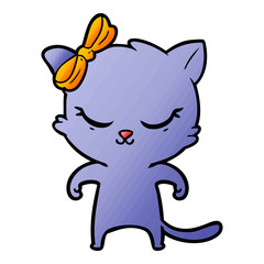 cute cartoon cat with bow