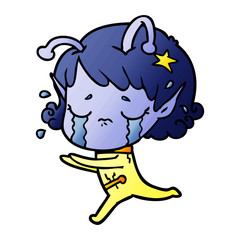 cartoon crying alien girl