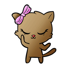 cute cartoon cat with bow