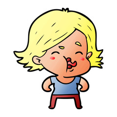 cartoon girl pulling face