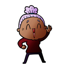 cartoon happy old lady