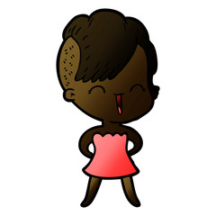 happy cartoon hipster girl