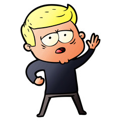 cartoon tired man