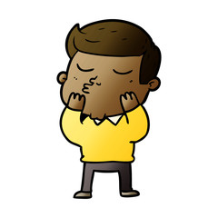 cartoon model guy pouting