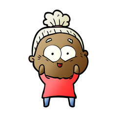 cartoon happy old woman
