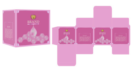 Packaging design, sweet pink cosmetic box template and mockup box. illustration vector.