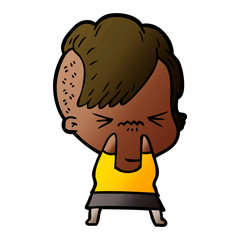cartoon annoyed hipster girl