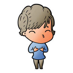 cartoon woman thinking