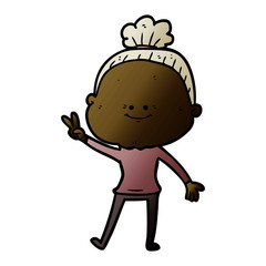 cartoon happy old woman