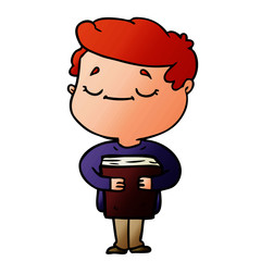 cartoon peaceful man carrying book