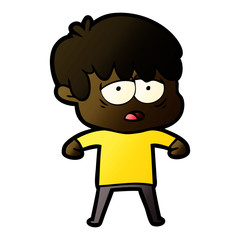 cartoon exhausted boy