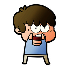 worried cartoon boy