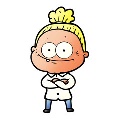 cartoon happy old woman