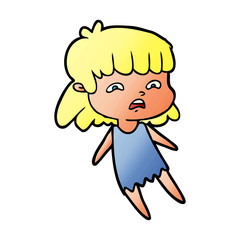 cartoon worried woman