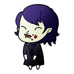 cartoon vampire girl with blood on cheek