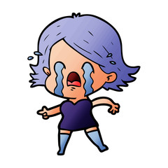 cartoon woman crying