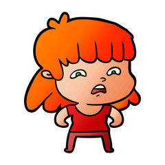 cartoon worried woman