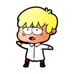 cartoon exhausted boy