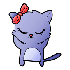 cute cartoon cat with bow