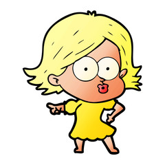 cartoon girl pouting