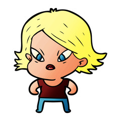 cartoon stressed woman