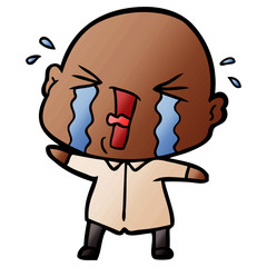 Obraz premium cartoon crying bald man